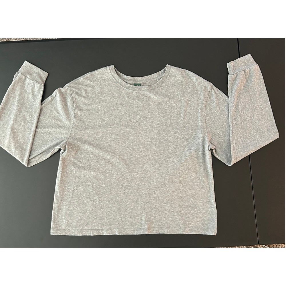 Wild Fable Womens XL Gray Long Sleeve T-Shirt Relaxed Fit Cropped Tee 1385